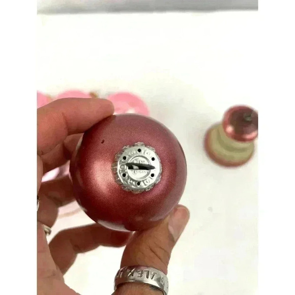 VTG Lot of 7 Ornament Bell Holiday Christmas Pink Mercury Glass - Picture 2 of 16